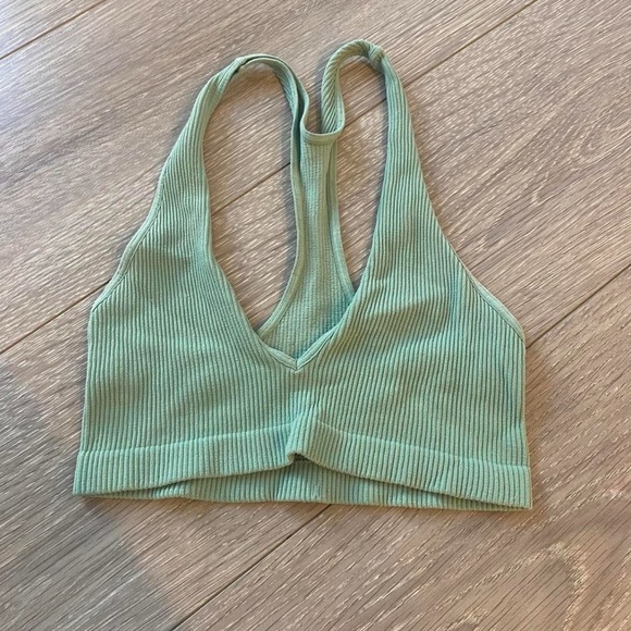 Green Ribbed Bra Top - Picture 1 of 2